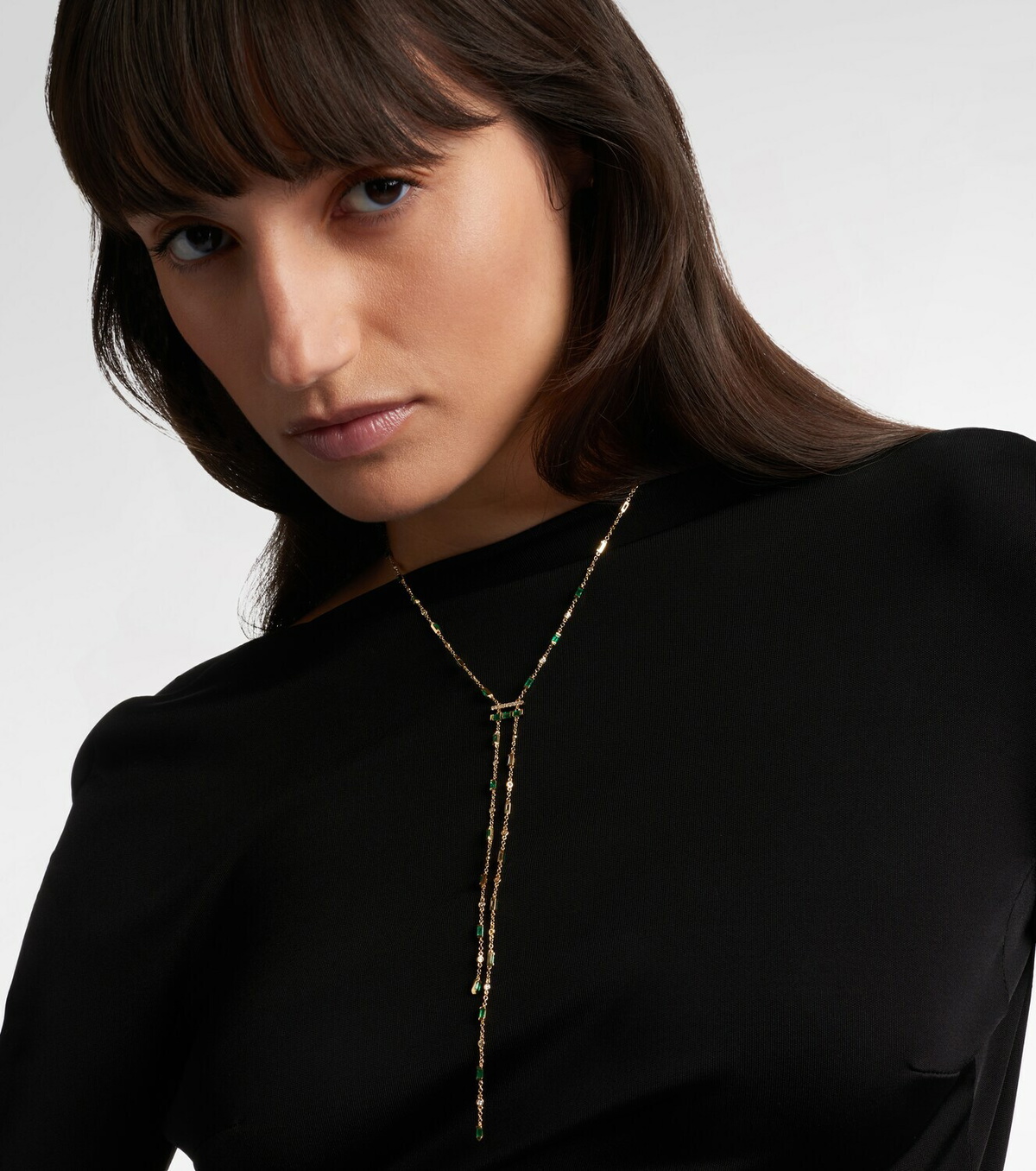 Shay Jewelry 18kt gold necklace with emeralds and diamonds