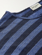 SAINT LAURENT - Striped Linen-Jersey T-Shirt - Blue