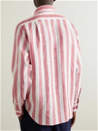 Drake's - Striped Linen Shirt - Red