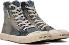 Balenciaga Blue Paris High Top Sneakers