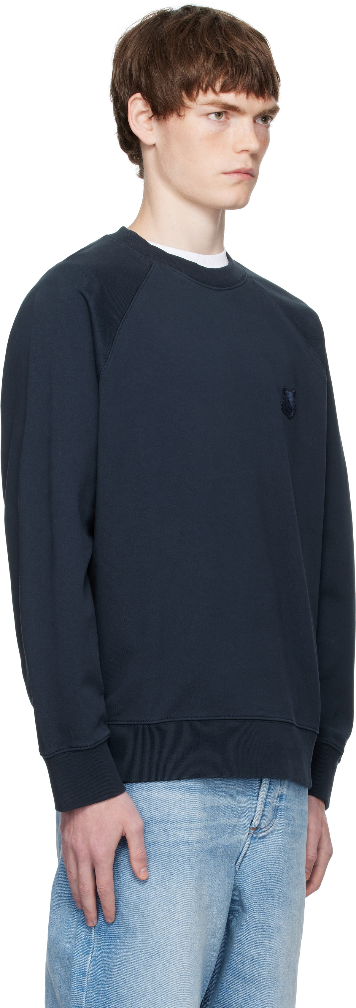 hidehide Maison Kitsuné Navy Bold Fox Head Patch Oversize Sweatshirt