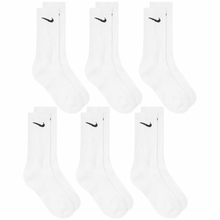 Photo: Nike Men's Cotton Cushion Crew Sock - 6 Pack in White/Black