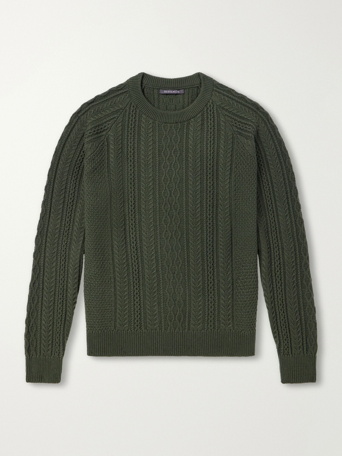 Begg & Co - Maytime Cable-Knit Cashmere-Blend Sweater - Green