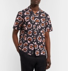 Mr P. - Camp-Collar Printed Cotton-Poplin Shirt - Black