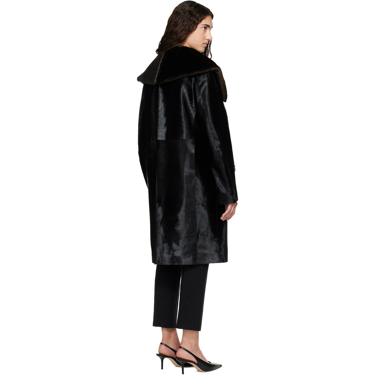 Loulou de Saison Black LOTTA Pony-Effect Leather Coat