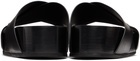 CO Black Leather Cross Slide Sandals