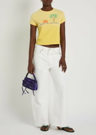 Mother The Itty Bitty Ringer Printed Cotton T-shirt Yellow