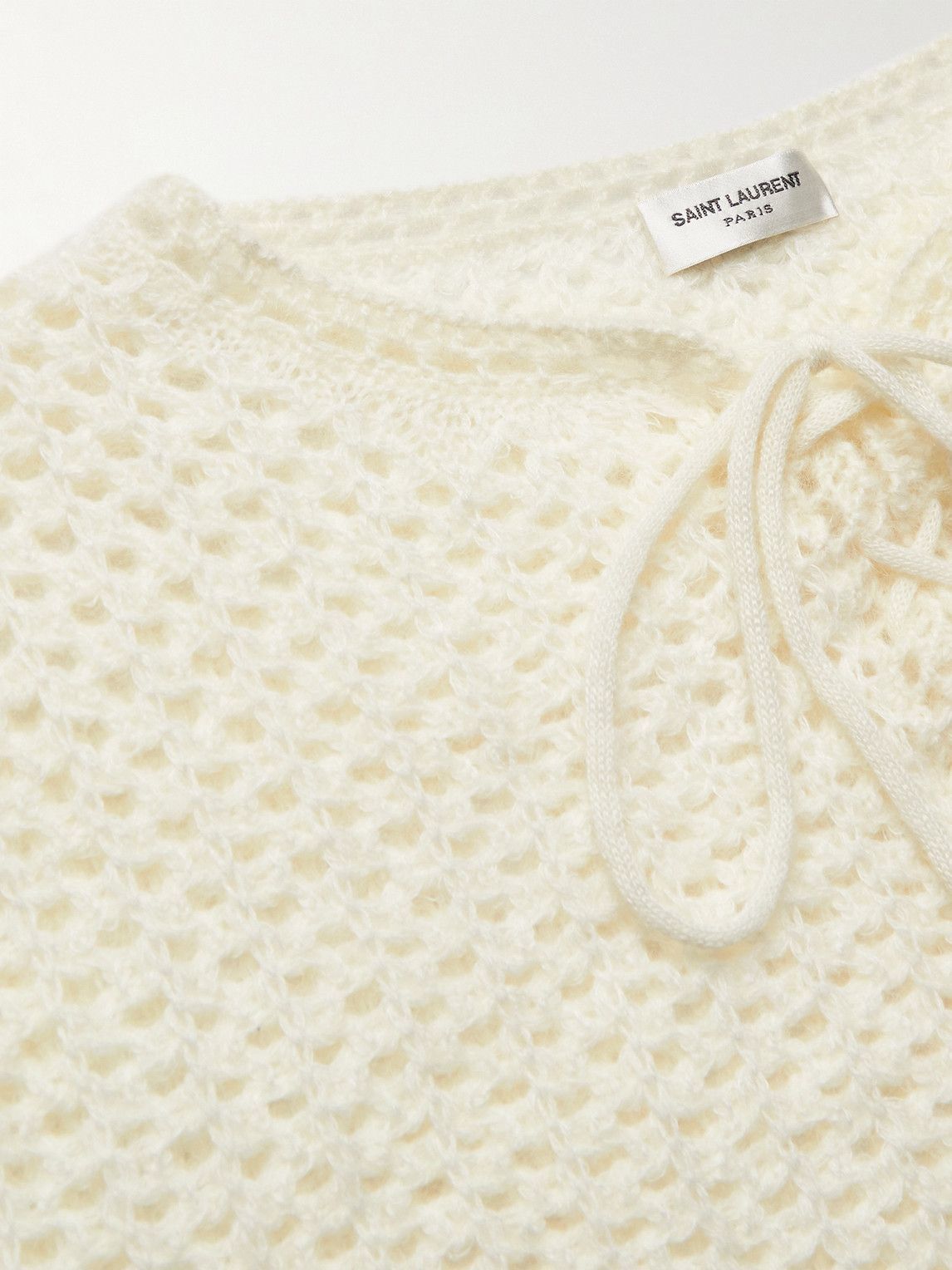 SAINT LAURENT - Open-Knit Wool-Blend Sweater - Neutrals Saint Laurent