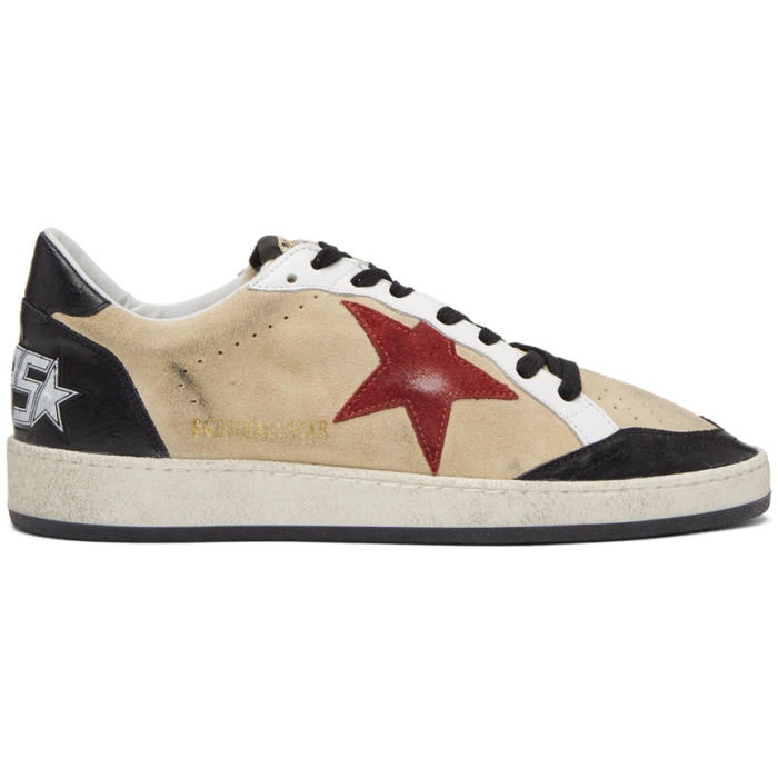 Photo: Golden Goose Beige and Black Suede Ball Star Sneakers