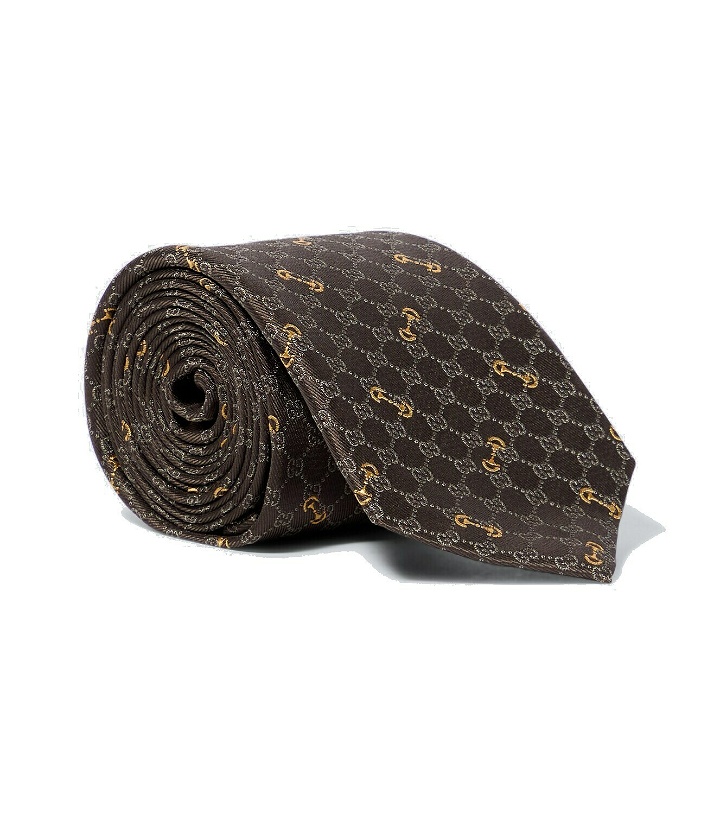 Photo: Gucci GG Horsebit jacquard silk tie