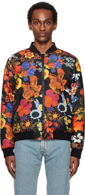 Photo: Moschino Multicolor Allover Flowers Bomber Jacket