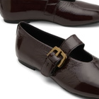Vagabond Shoemakers Women's Vagabond Aleya Patent Leather Buckle Ballet in Chocolate