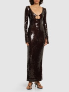 16ARLINGTON Solaria Sequined Long Sleeve Midi Dress