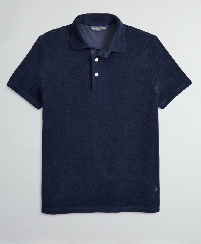 Photo: Brooks Brothers Men's Terry Cloth Polo Shirt | Navy