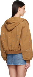 Praying Tan Bejewled Canvas Work Jacket