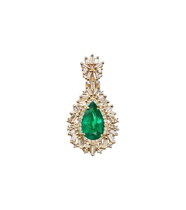 Photo: Suzanne Kalan 18kt gold pendant with emerald and diamonds
