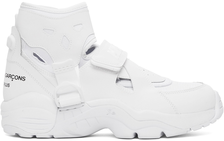 Photo: Comme des Garçons Homme Plus White Nike Edition Air Carnivore Sneakers