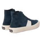 TOM FORD - Cambridge Leather-Trimmed Suede High Top Sneakers - Blue