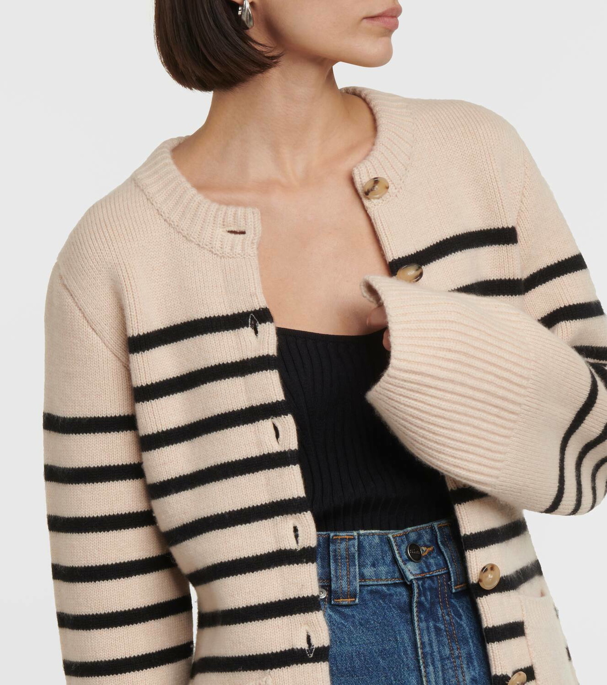 Khaite Suzette striped cashmere-blend cardigan Khaite