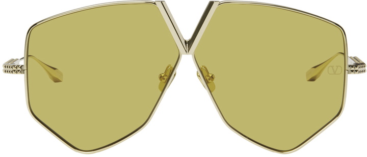 Photo: Valentino Garavani Gold V-Hexagon Sunglasses