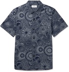 Mr P. - Camp-Collar Indigo-Dyed Floral-Print Cotton Shirt - Blue