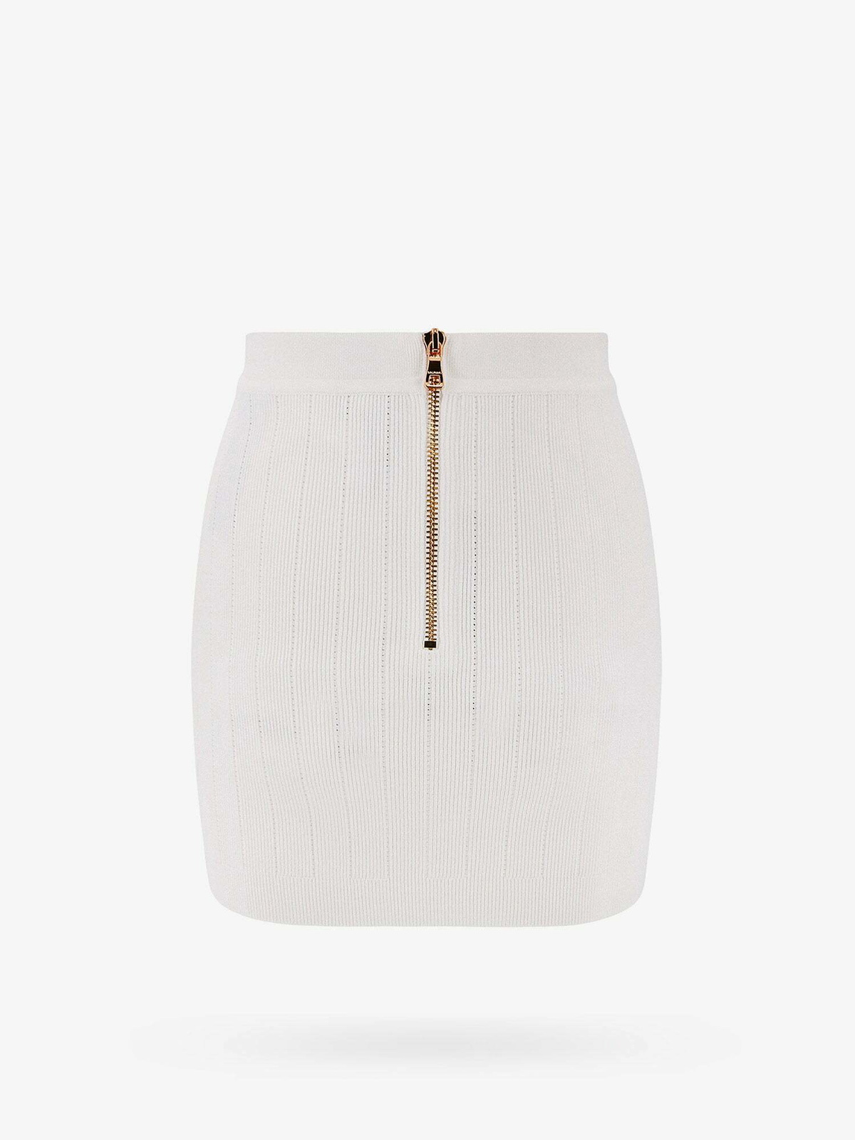 スカート BALMAIN Women Mid Skirts BF1LB290 WHITE White Embroidered Denim Miniskirt by Balmain on Sale