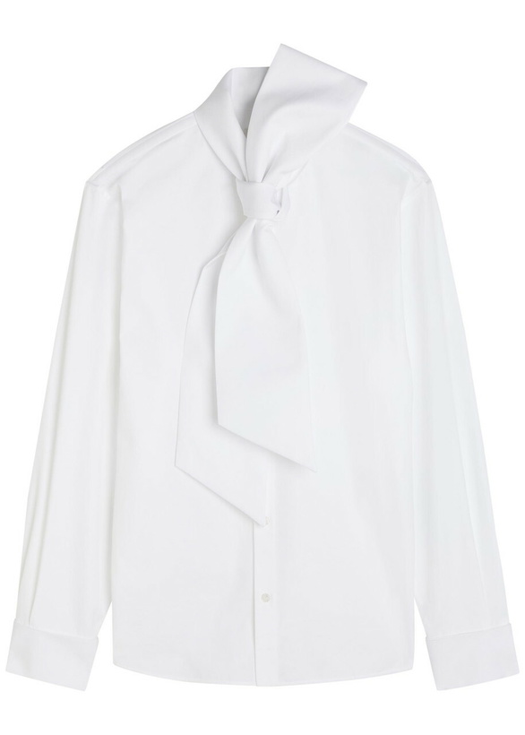 Photo: Saint Laurent Scarf-effect Cotton-poplin Shirt White