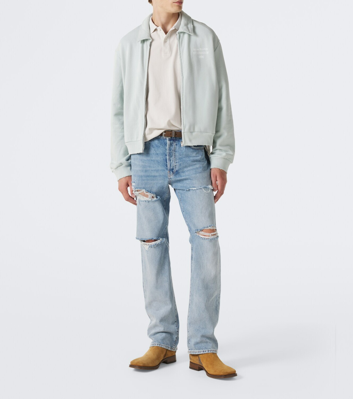 Acne Studios Logo cotton-blend zip-up sweatshirt