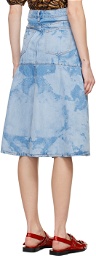 GANNI Blue Flared Denim Midi Skirt