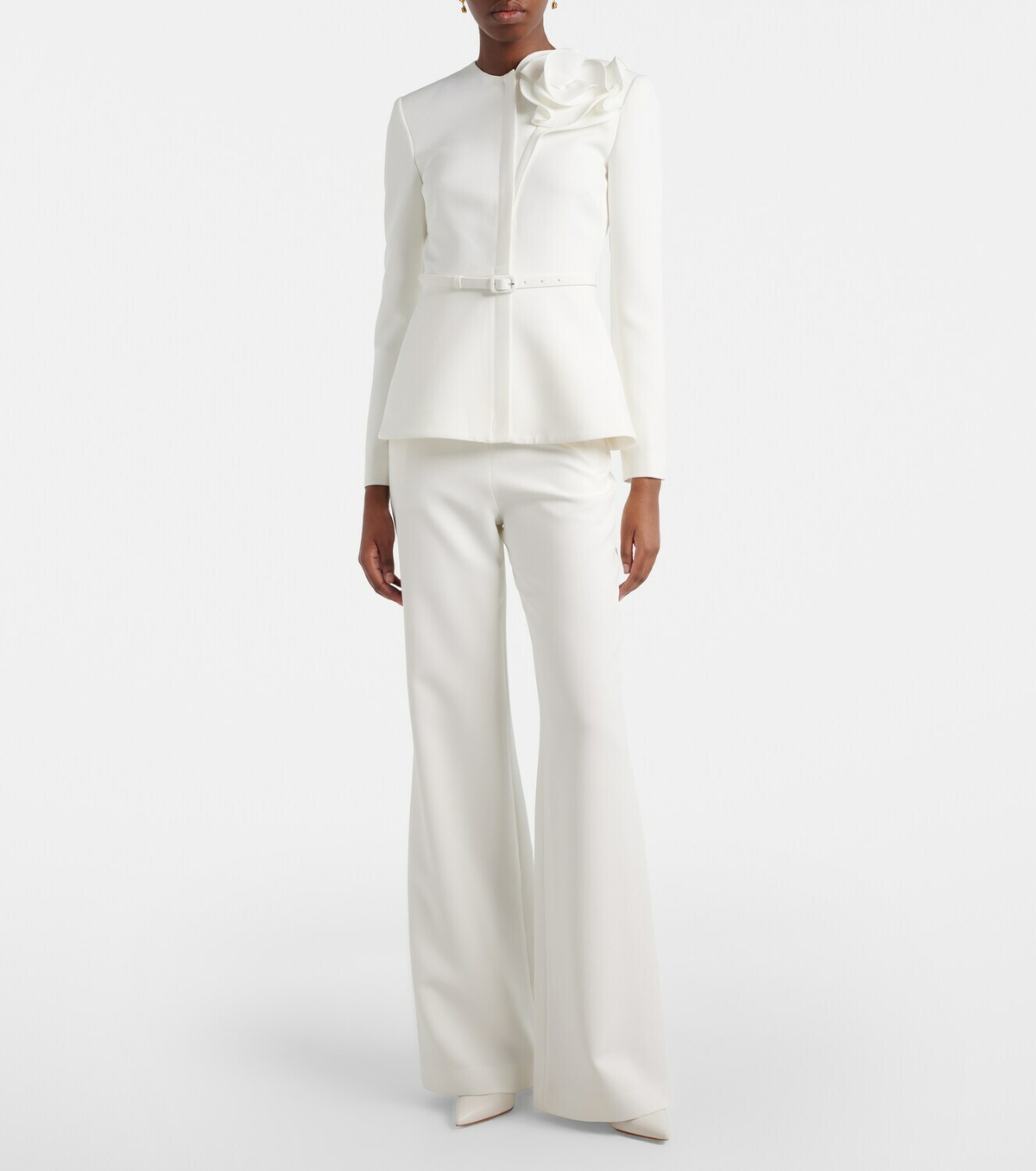 Roland Mouret Floral-appliqué crêpe jacket