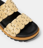 Dries Van Noten Woven and raffia and leather slides