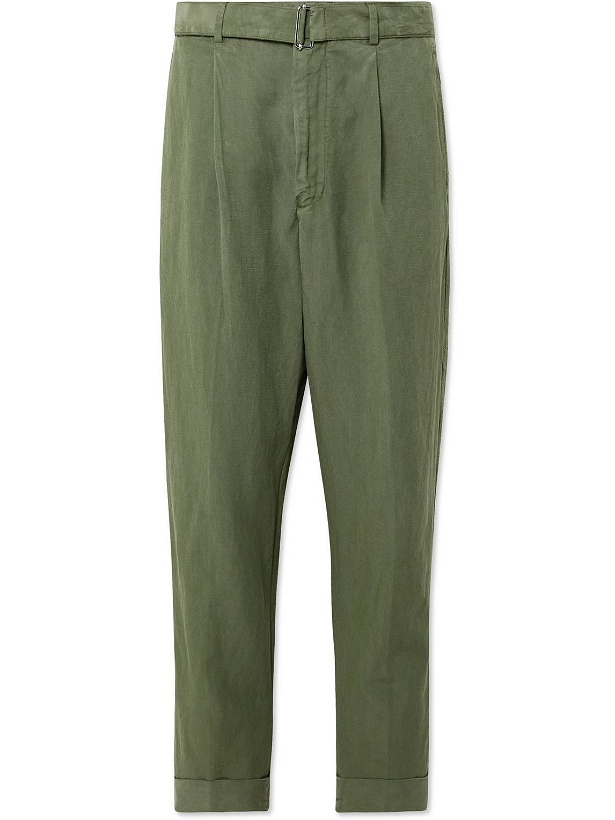 Photo: Officine Générale - Hugo Tapered Belted TENCEL Lyocell-Blend Twill Trousers - Green