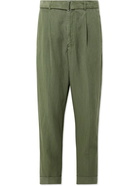 Officine Générale - Hugo Tapered Belted TENCEL Lyocell-Blend Twill Trousers - Green