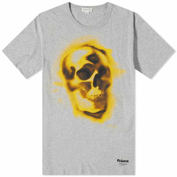 Photo: Alexander McQueen Men's Skull Stencil Print T-Shirt in Pale Grey/Mix