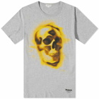 Alexander McQueen Men's Skull Stencil Print T-Shirt in Pale Grey/Mix