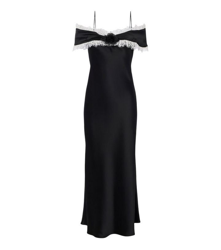 Photo: Rodarte Floral-appliqué satin midi dress