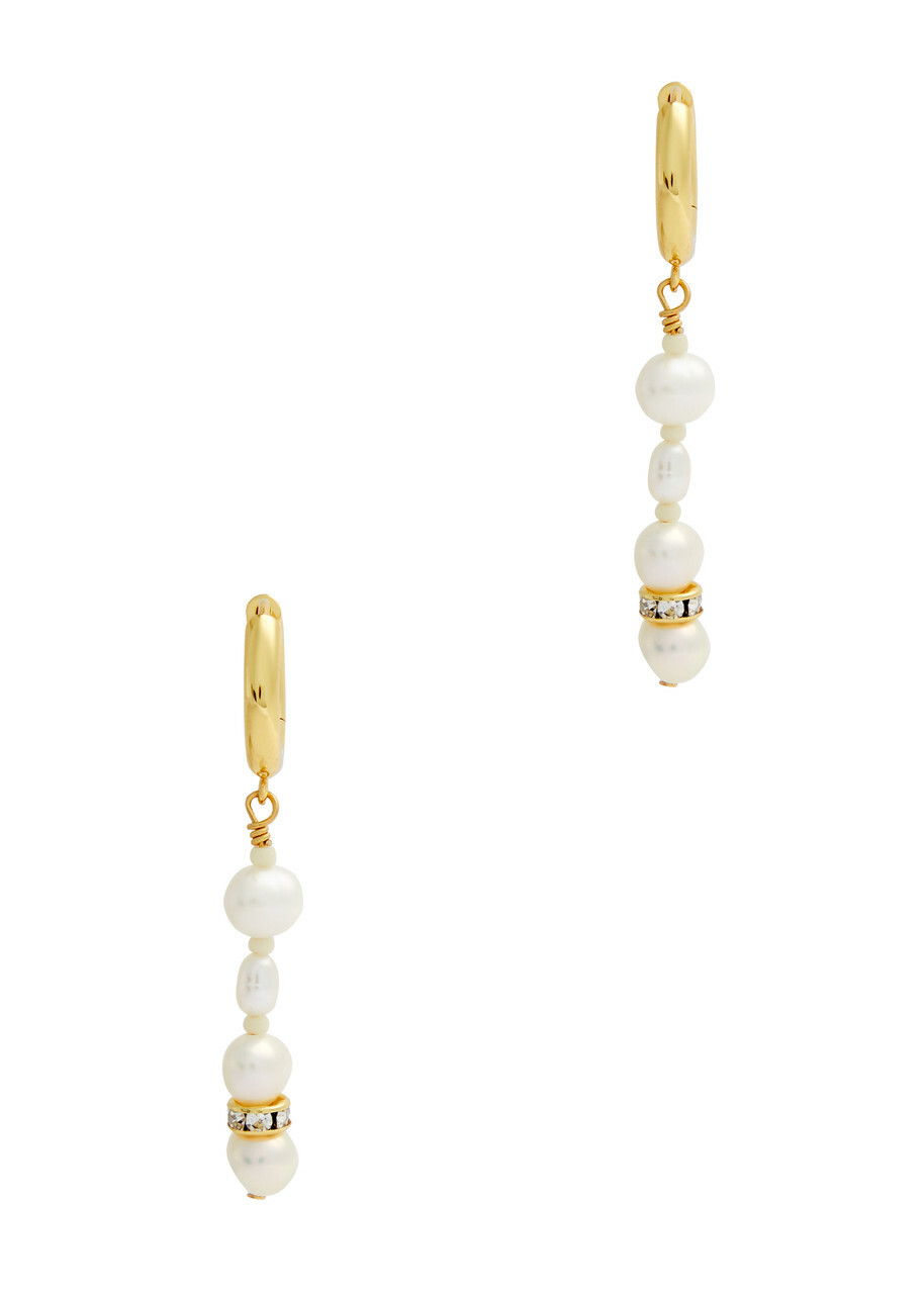 Anni LU Upcycled Pearly 18kt Gold-plated Drop Earring, Earring, Pearl - One Size