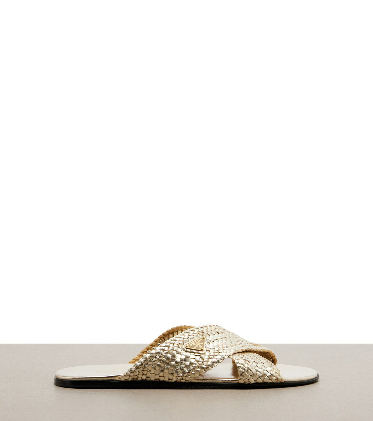 Prada Woven leather slides
