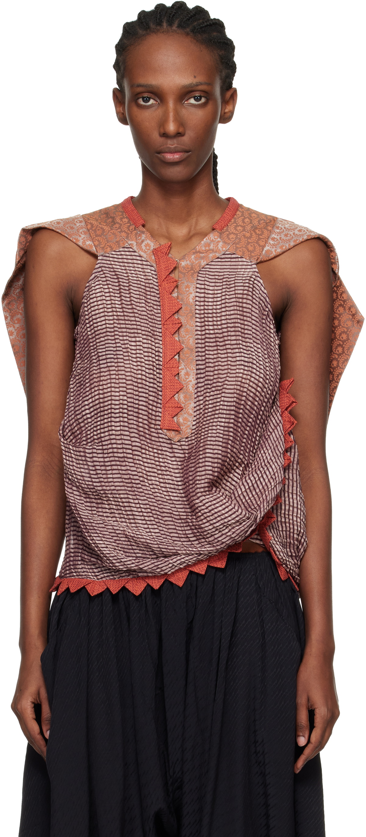 Kiko Kostadinov Red & Orange Weathervane Top