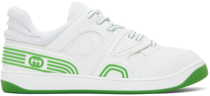 Photo: Gucci Green & White Basket Sneakers