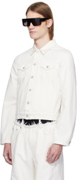 ALAINPAUL White Molded Shoulder Denim Jacket
