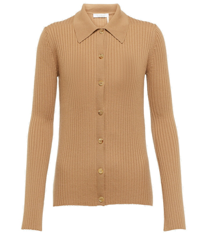 Photo: Chloe - Ribbed-knit wool and cashmere cardigan