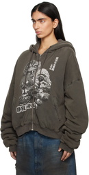LU'U DAN Gray Wadded Hoodie
