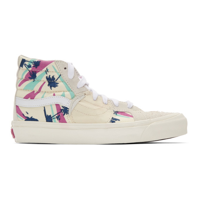 Photo: Vans White and Off-White Embroidered Palm Sk8-Hi Bricolage Sneakers