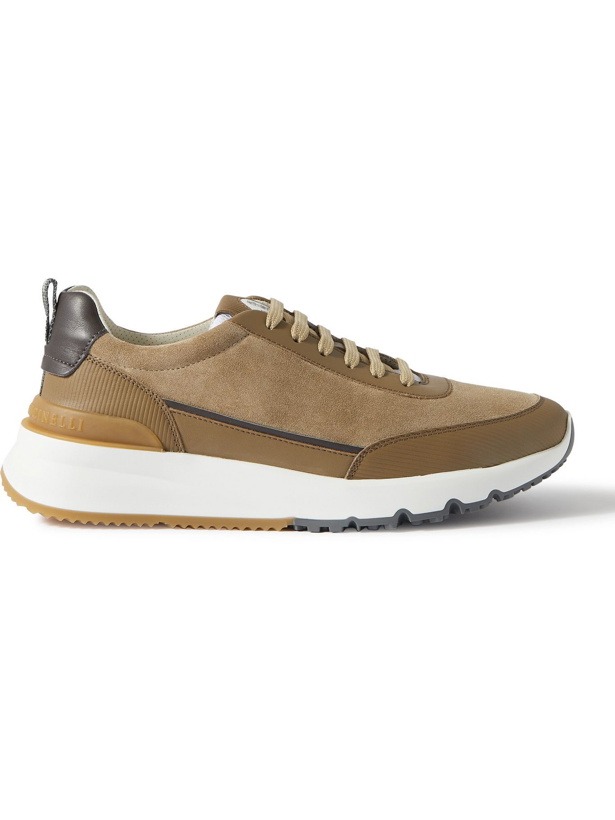 Photo: Brunello Cucinelli - Suede and Leather Sneakers - Brown