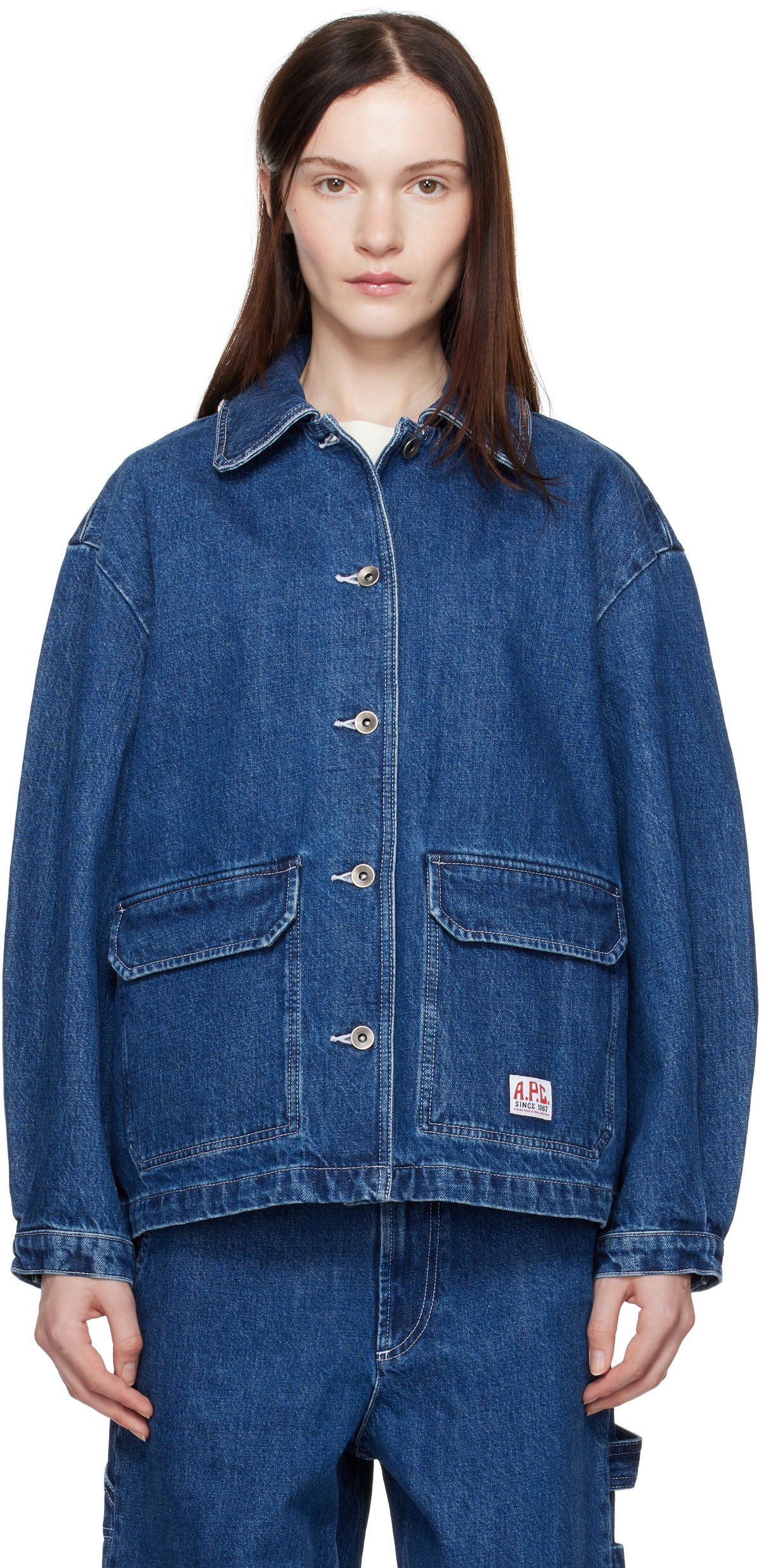 A.P.C. Blue Silvana Logo Denim Jacket A.P.C.