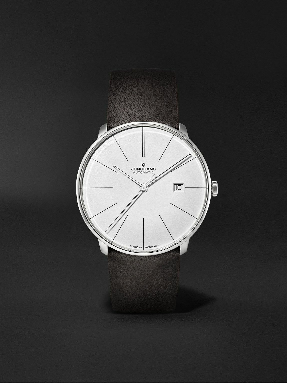 Photo: Junghans - Meister Fein Automatic 39.5mm Stainless Steel and Leather Watch, Ref. No. 27/4152.00