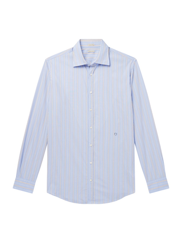 Photo: Massimo Alba - Genova Striped Cotton-Poplin Shirt - Blue