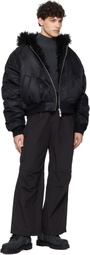 Juun.J Black Faux Fur MA-1 Reversible Bomber Jacket