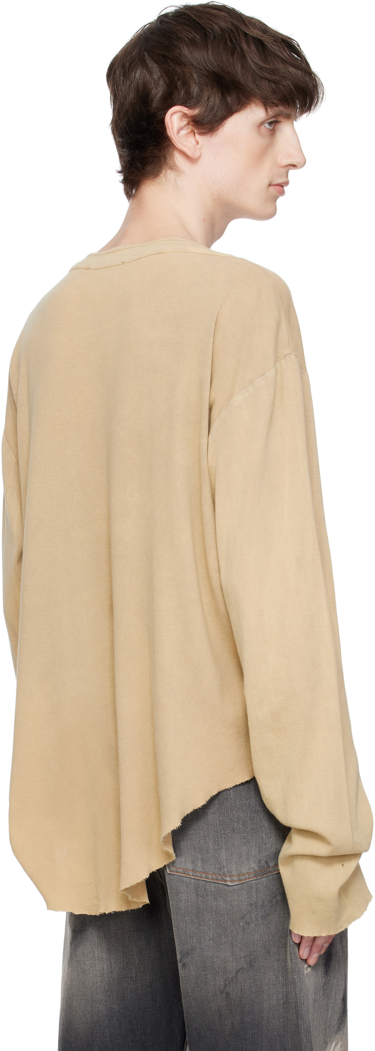Edward Cuming Beige Light Cotton Pull-Me-Over Henley